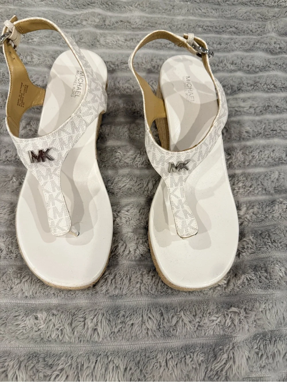 Michael Kors White Logo Thong Sandals - MK Signature Never Worn Outside!